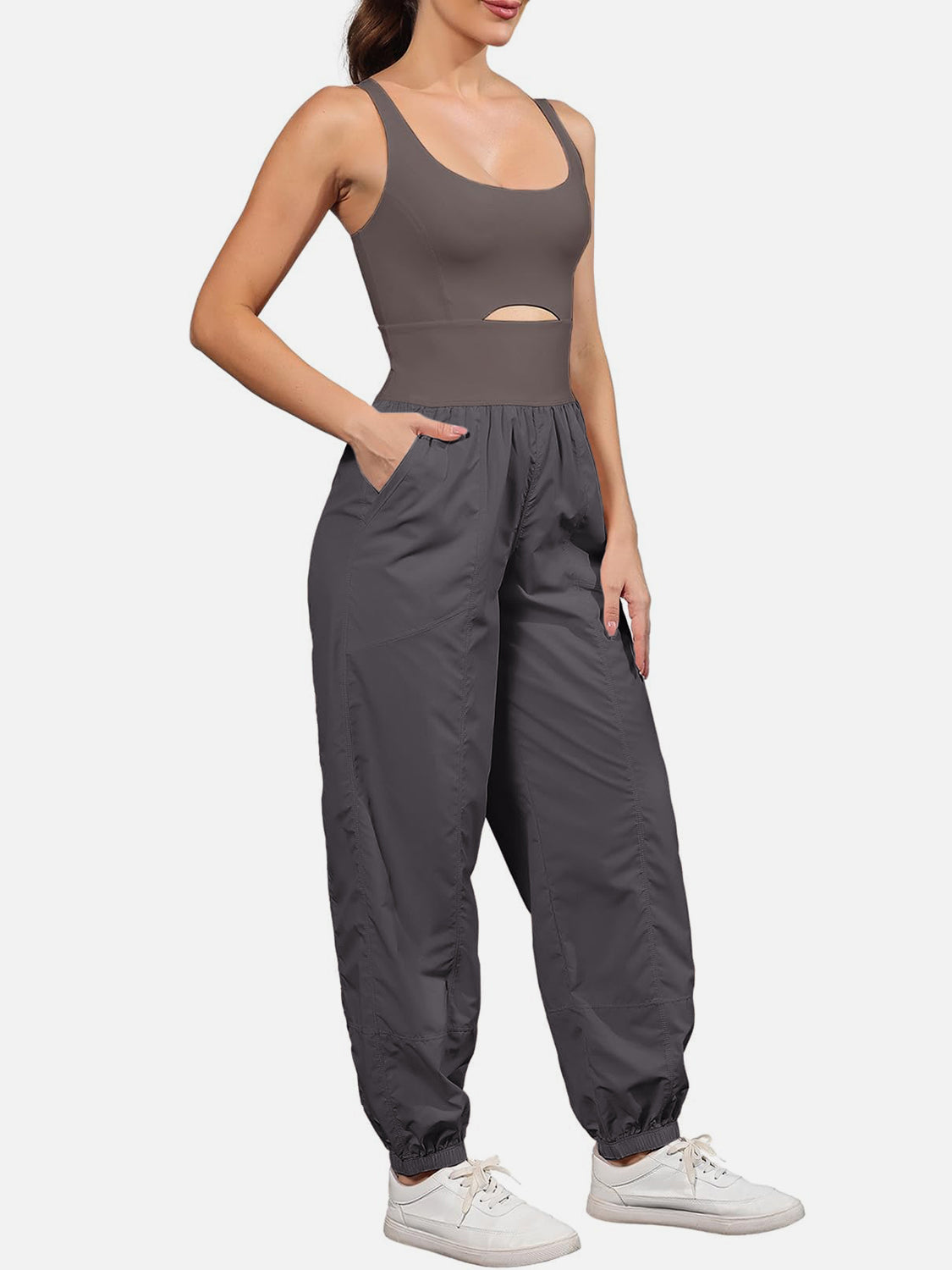 Cutout Scoop Neck Wide Strap Jumpsuit (9 Variants)