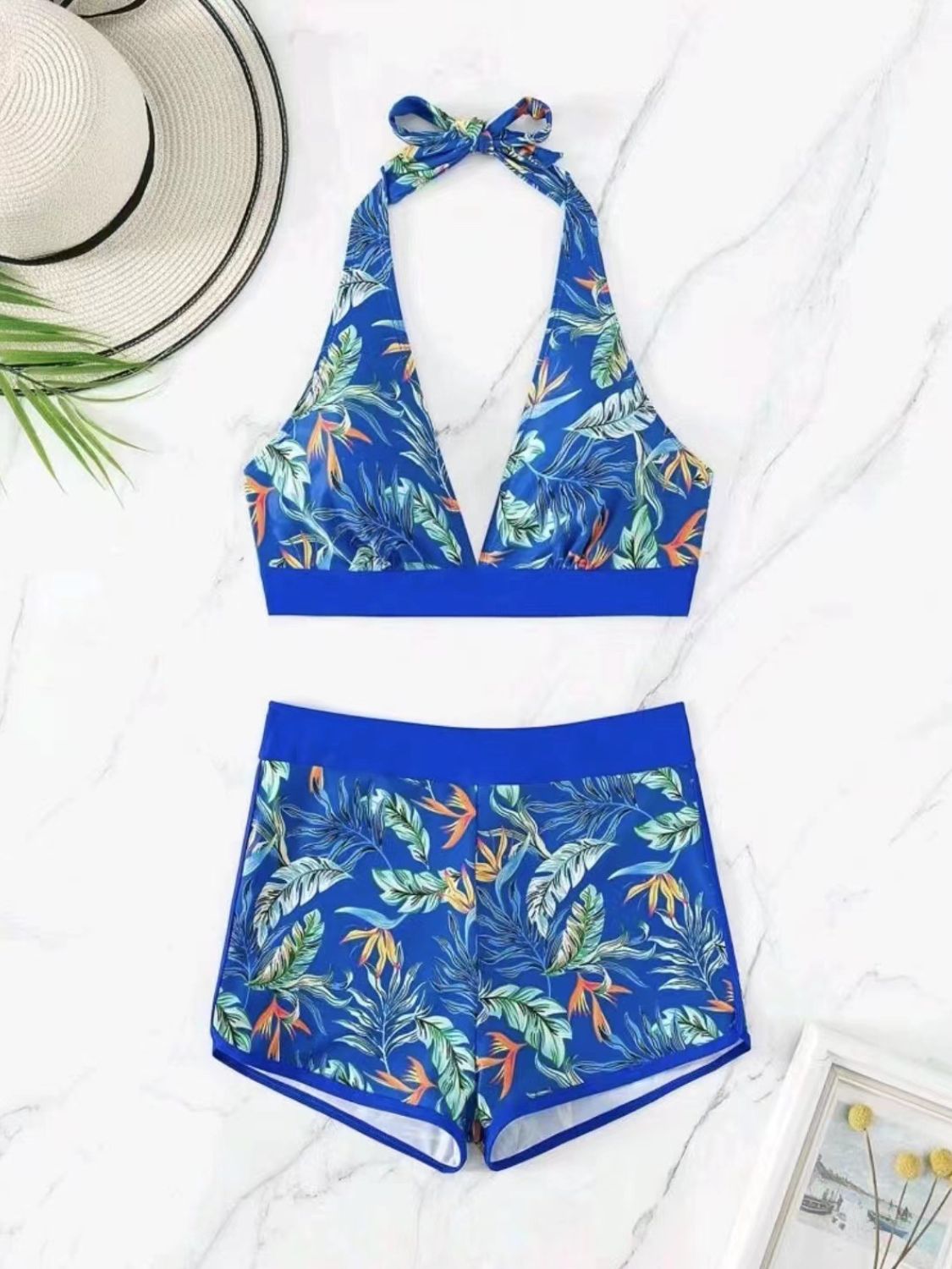 Printed Halter Neck Two-Piece Swim Set (3 Variants)