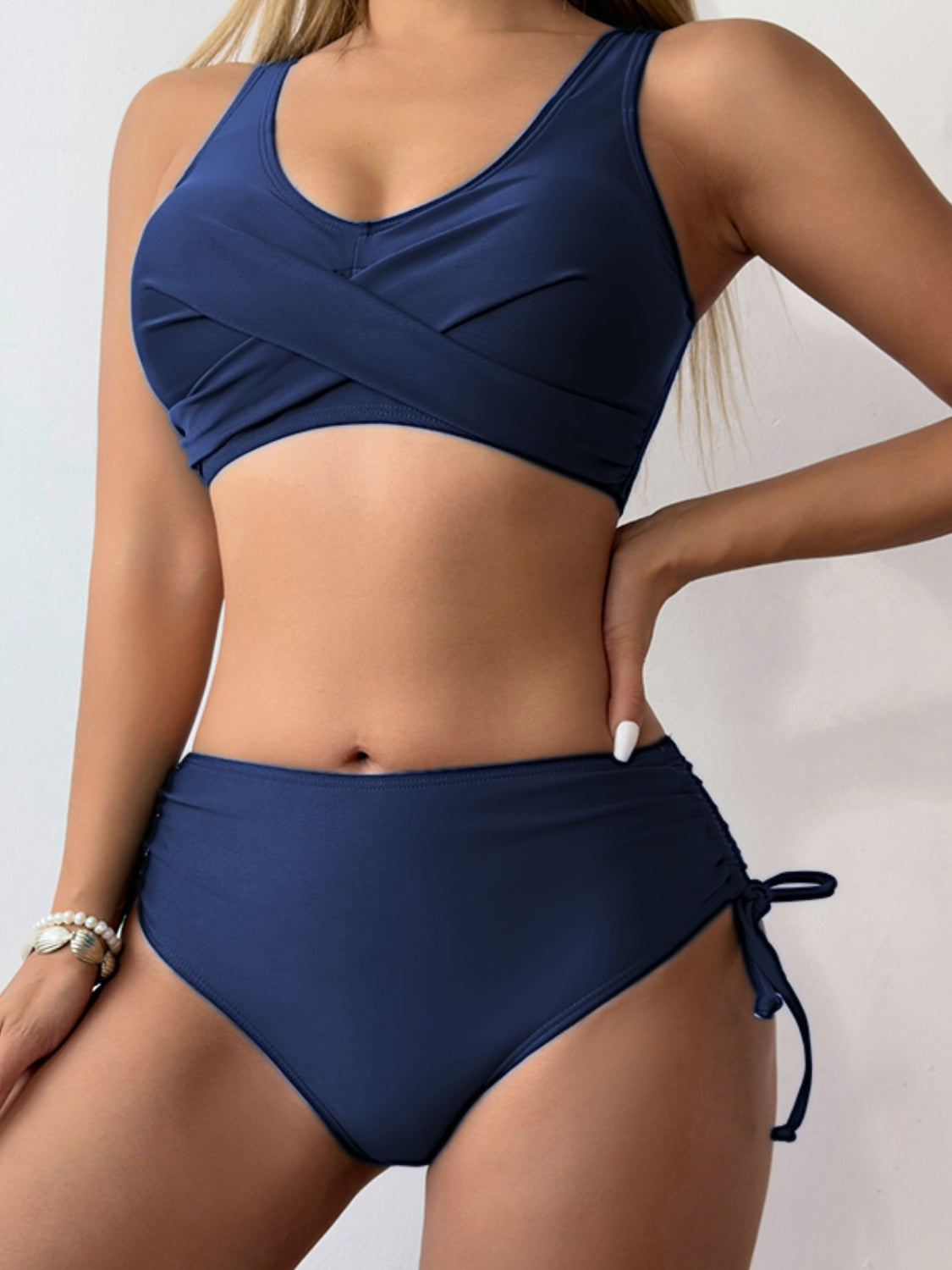 Criss Cross Top Wide Strap Swim Bikini Set (8 Variants)