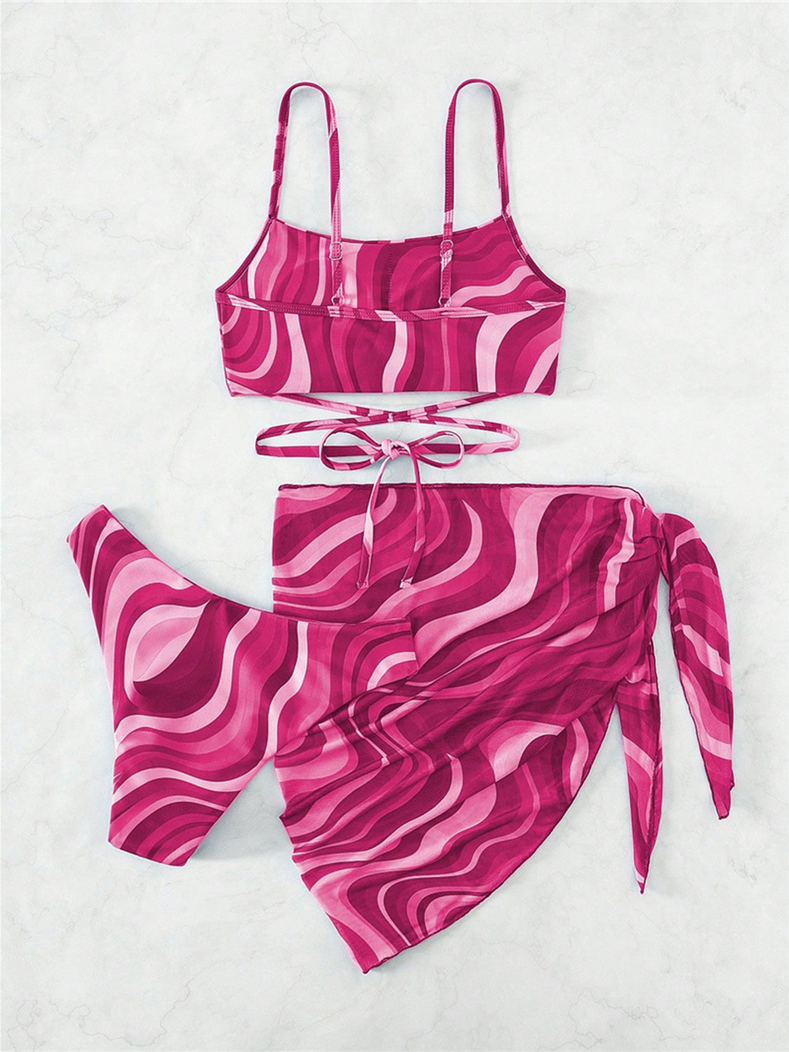 Tied Printed Three-Piece Swim Set (4 Variants)