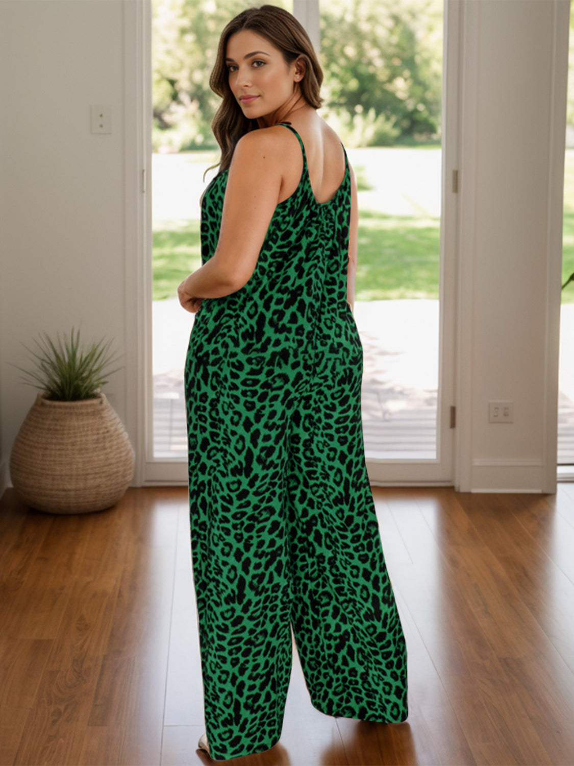 Full Size Leopard Scoop Neck Wide Leg Jumpsuit (6 Variants)