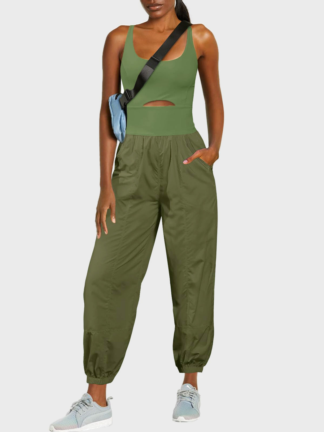 Cutout Scoop Neck Wide Strap Jumpsuit (9 Variants)