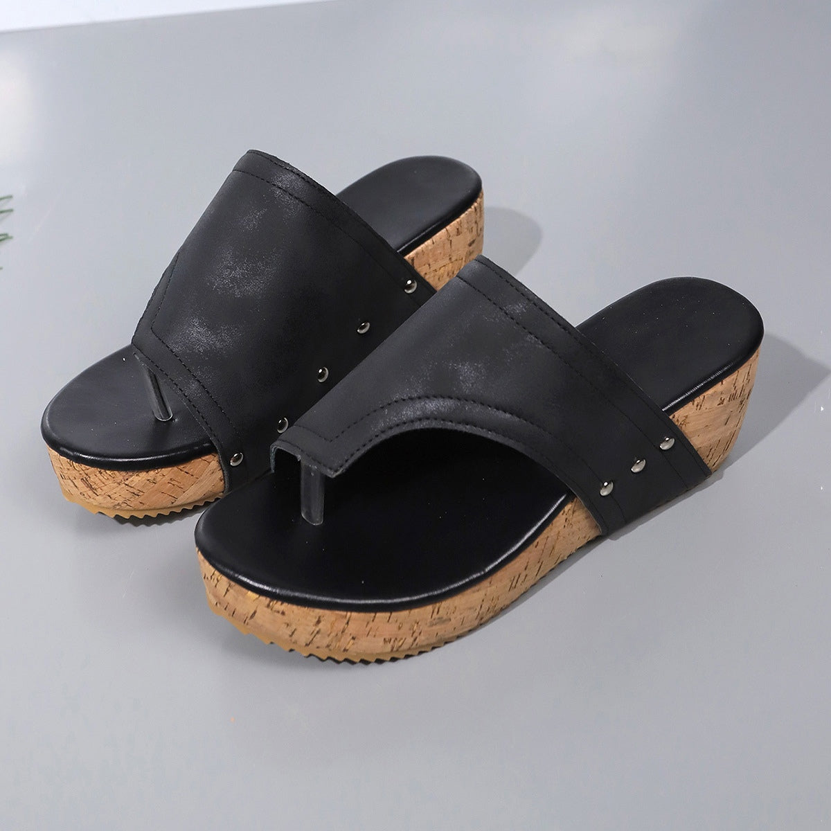 Wrapped Toe Studded Wedge Sandals (3 Variants)