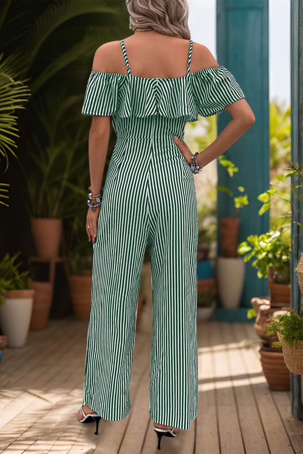 Ruffled Striped Short Sleeve Jumpsuit (3 Variants)