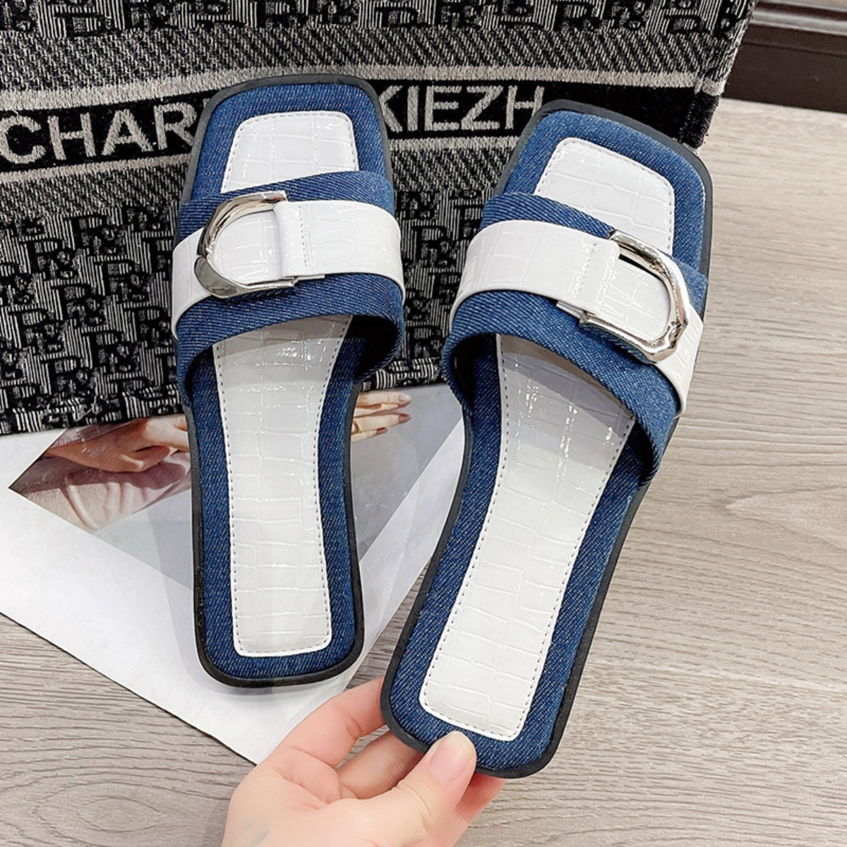 Buckle Trim Open Toe Sandals (3 Variants)