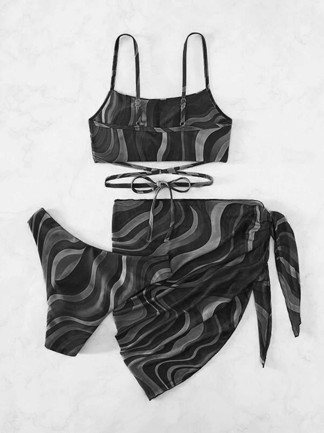 Tied Printed Three-Piece Swim Set (4 Variants)