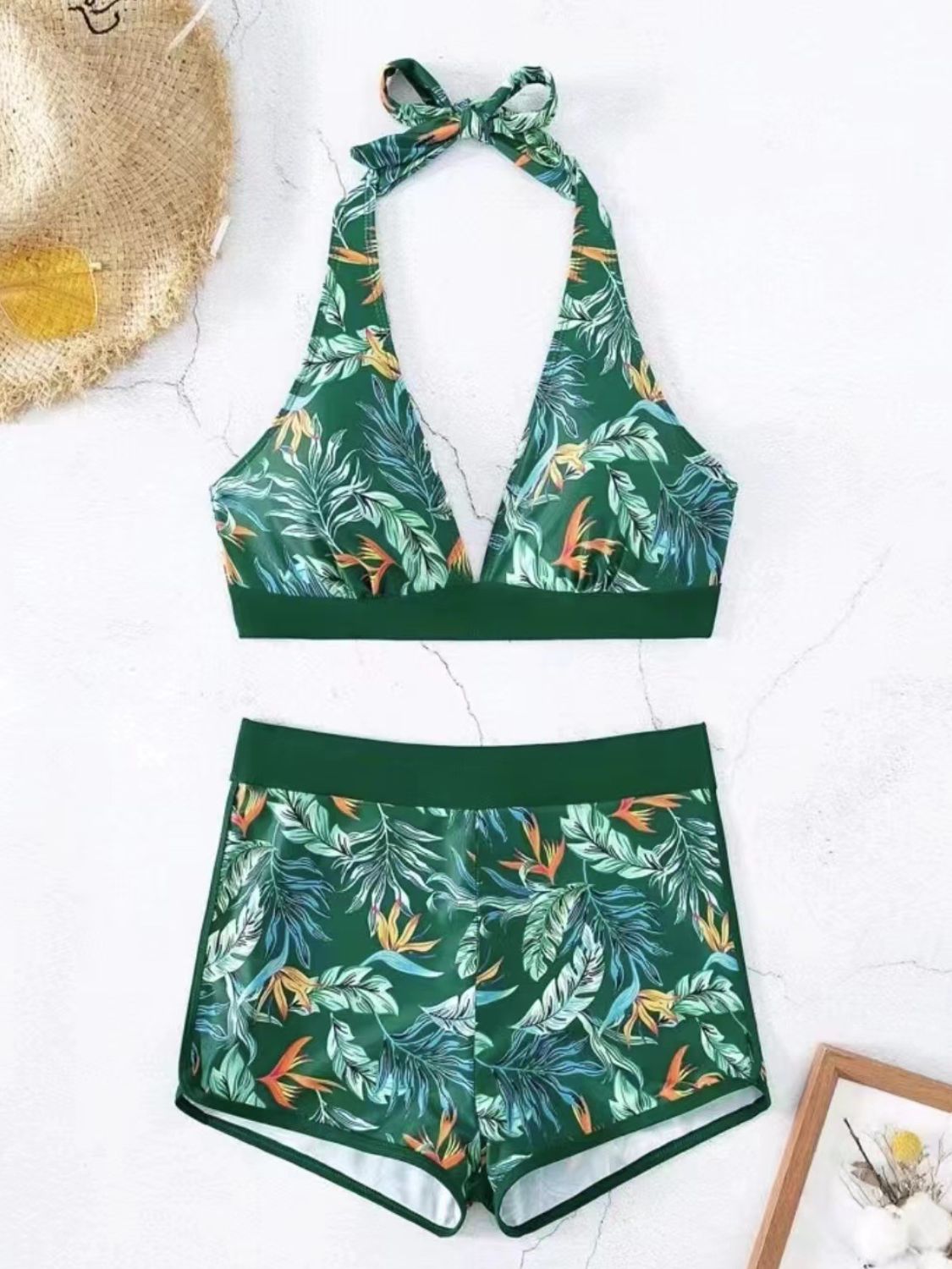 Printed Halter Neck Two-Piece Swim Set (3 Variants)