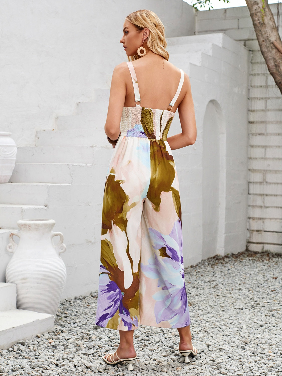 Cutout Printed Wide Strap Jumpsuit (3 Variants)