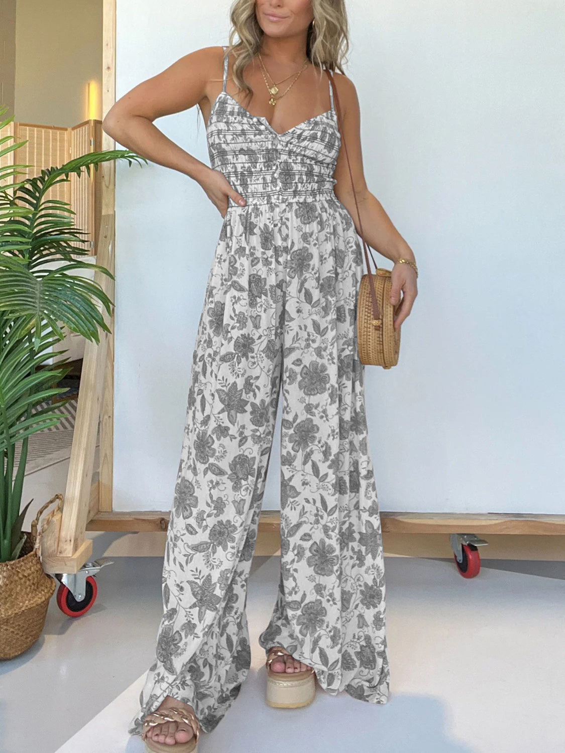 Spaghetti Strap Wide Leg Jumpsuit (Regular/Full Sizes) (6 Variants)