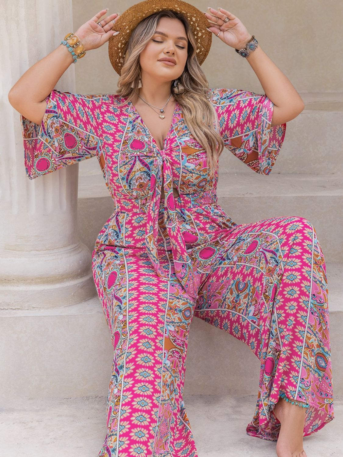 Eastern Vibes Plus Size Wide Leg Jumpsuit (2 Variants)