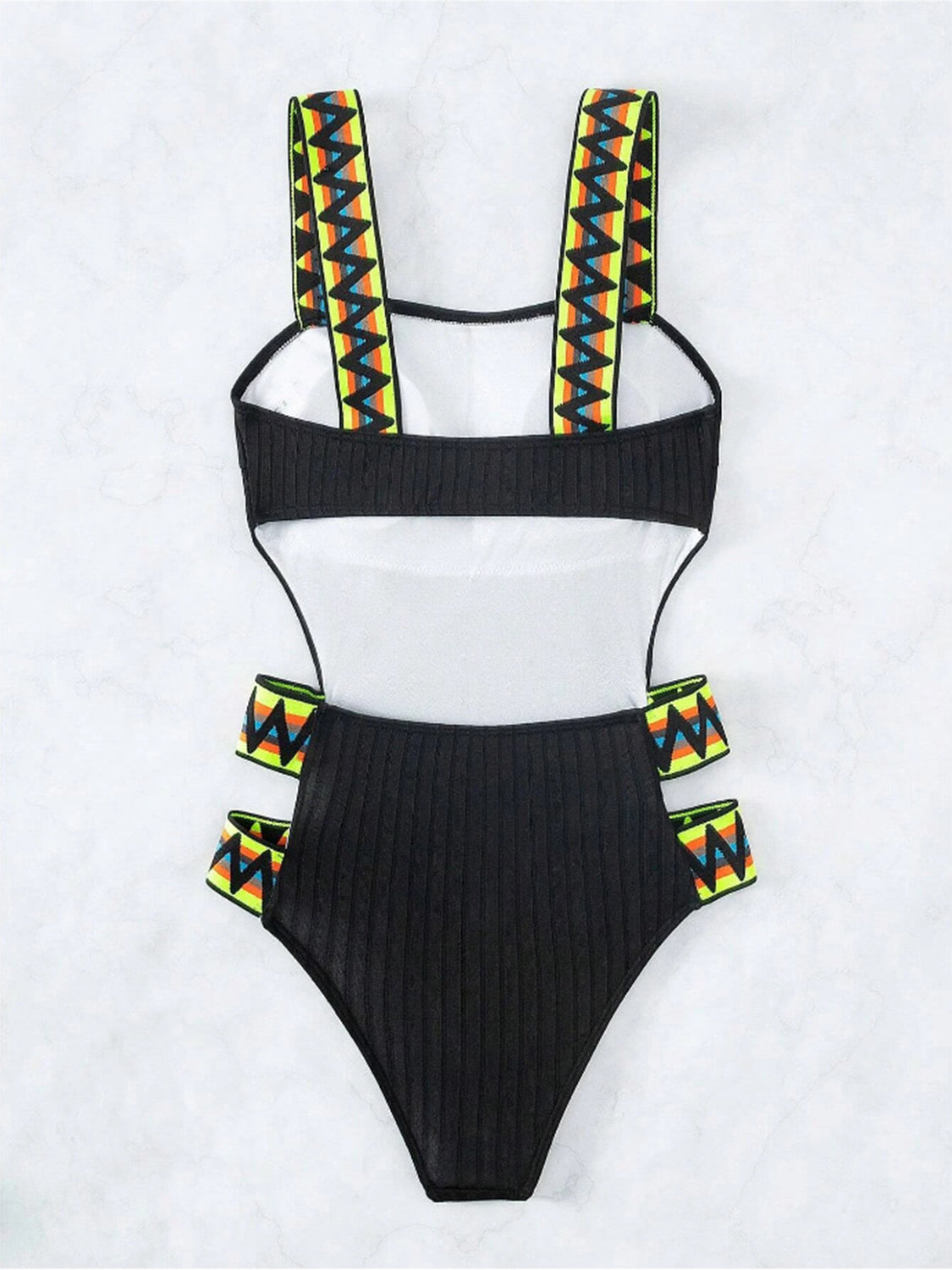 Cutout Wide Strap One-Piece Swimwear (2 Variants)