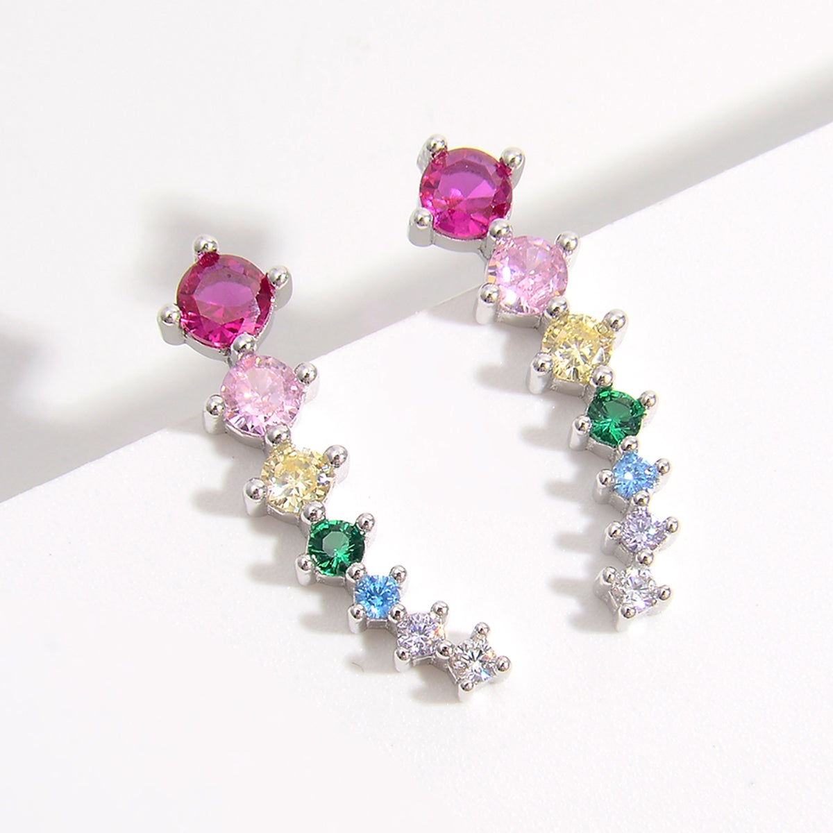 Rainbow Jewels Sterling Silver Zircon Earrings