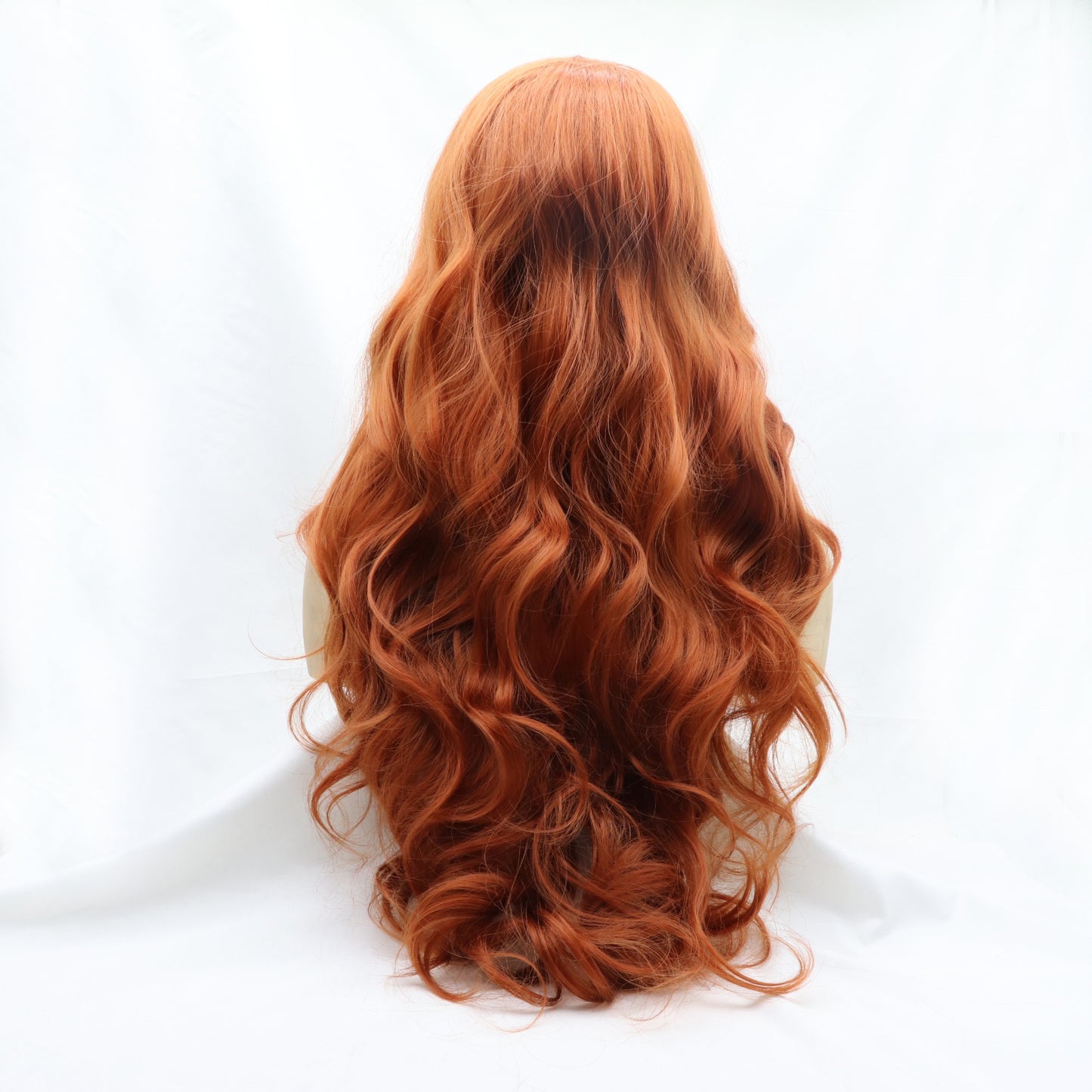 24'' "Red Head" Orange Long Deep Wave Lace Front Synthetic Wig