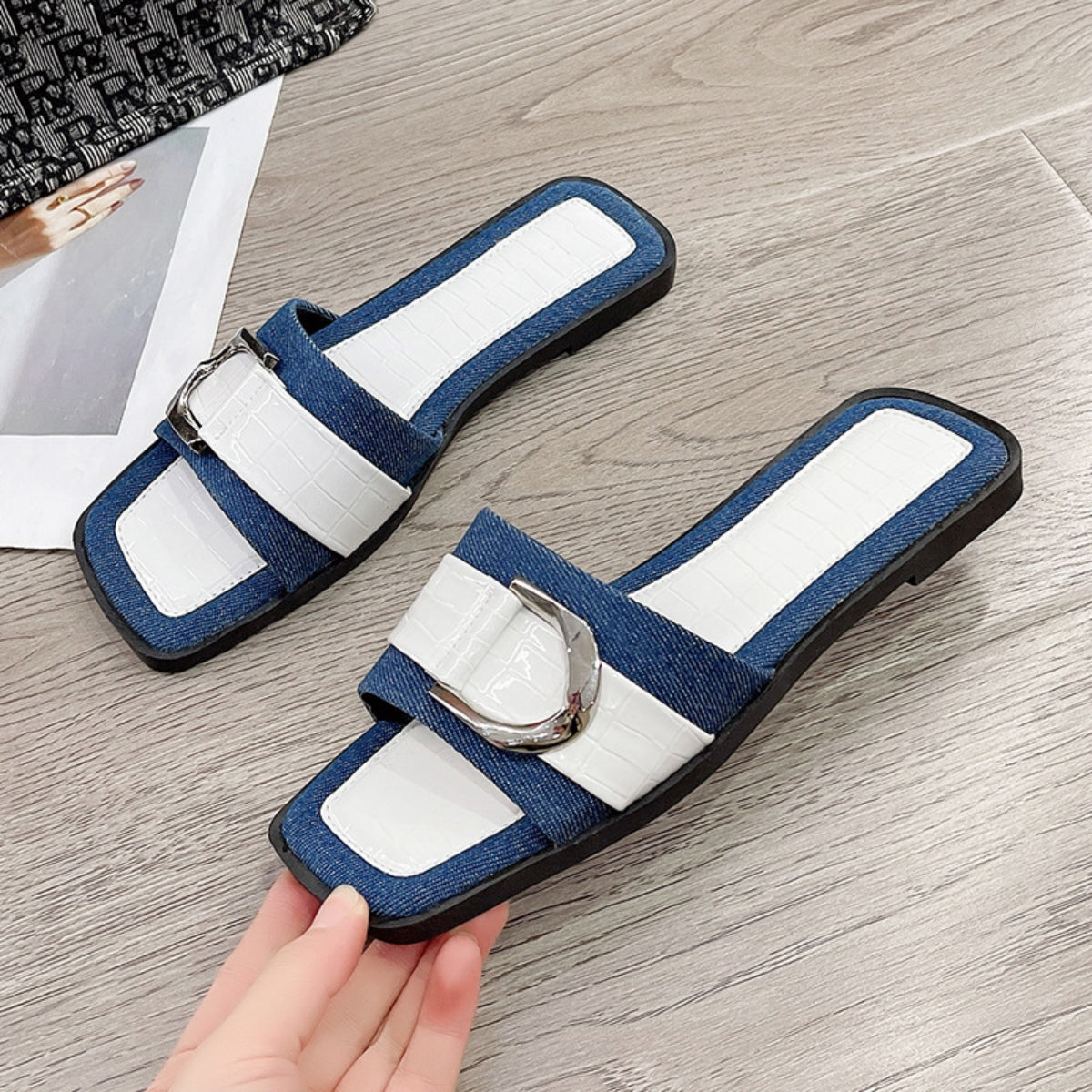 Buckle Trim Open Toe Sandals (3 Variants)