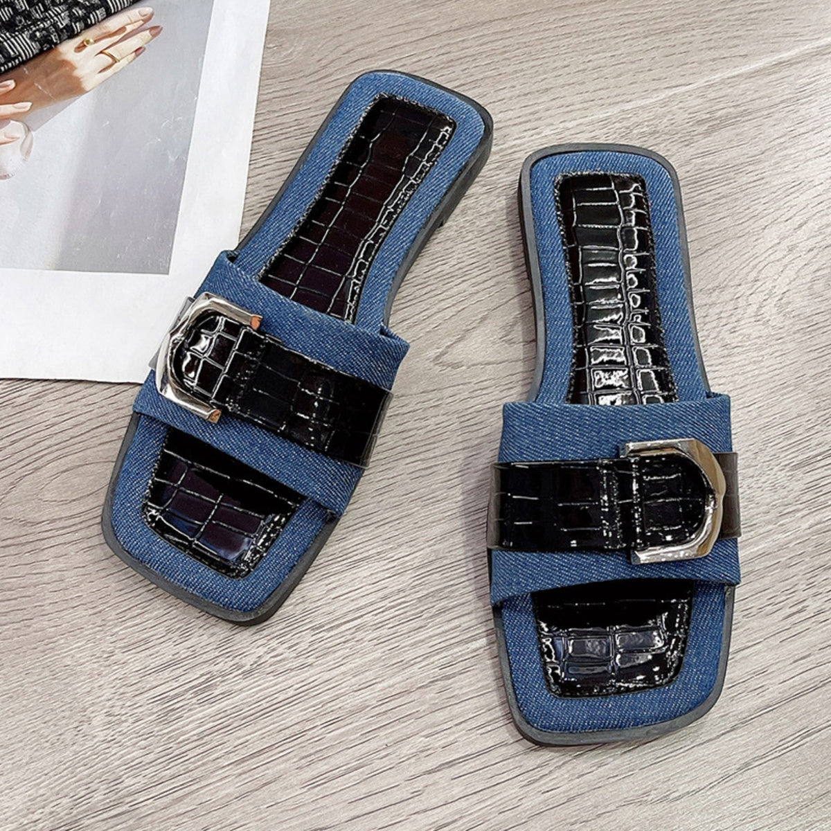 Buckle Trim Open Toe Sandals (3 Variants)