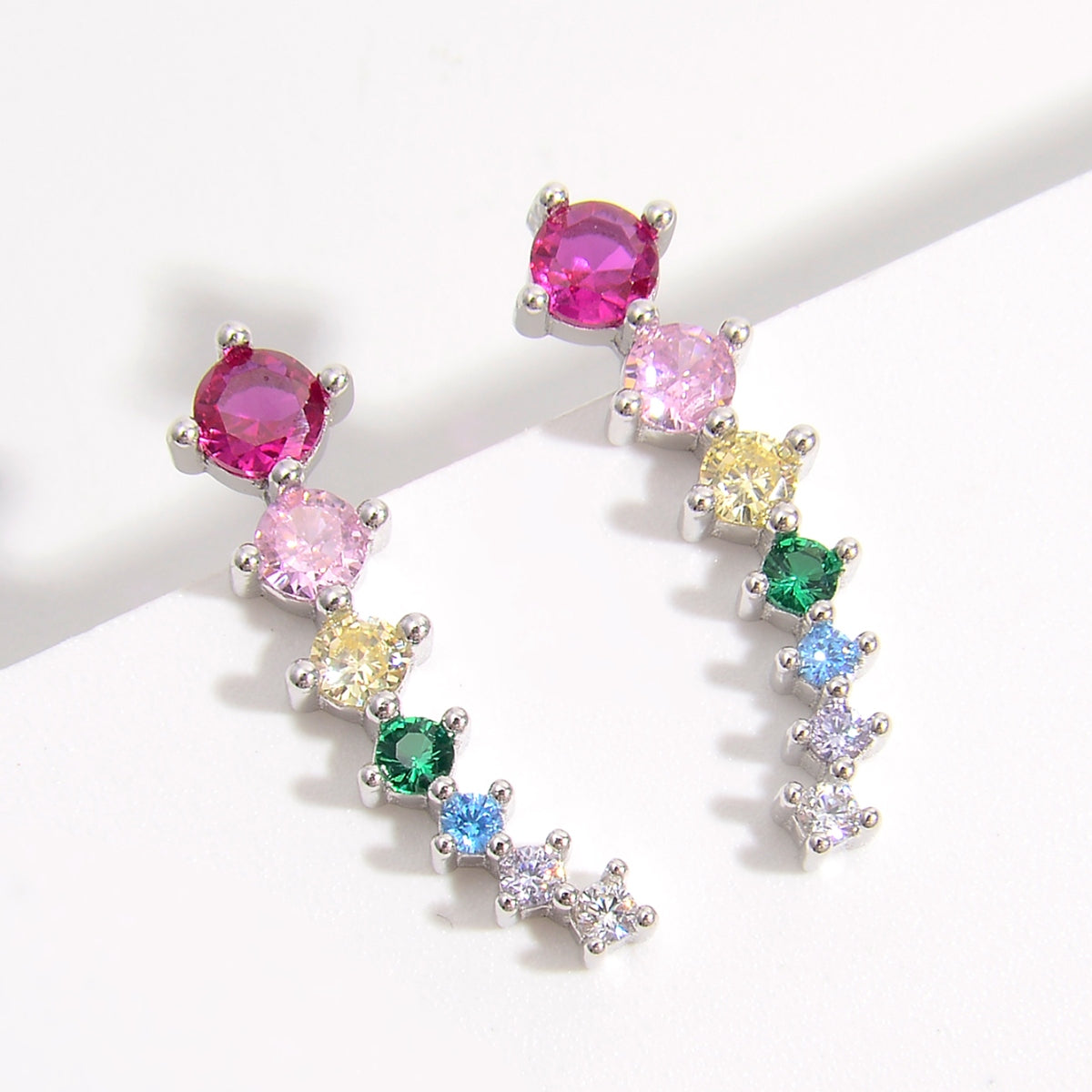 Rainbow Jewels Sterling Silver Zircon Earrings