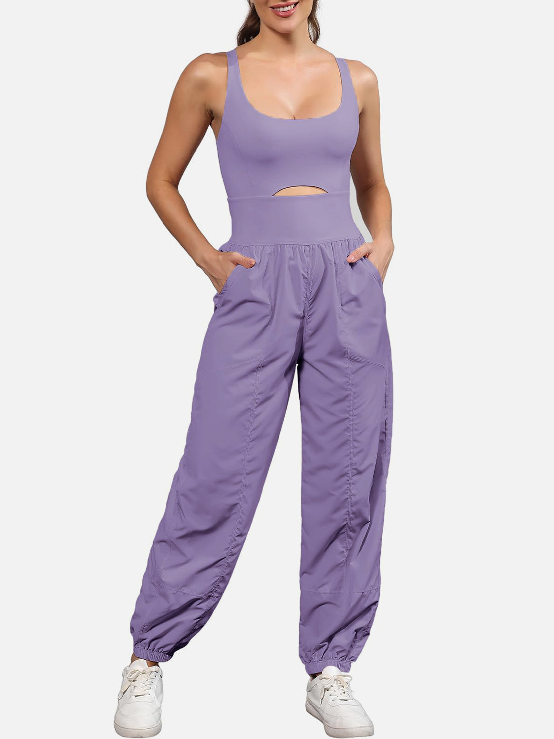 Cutout Scoop Neck Wide Strap Jumpsuit (9 Variants)