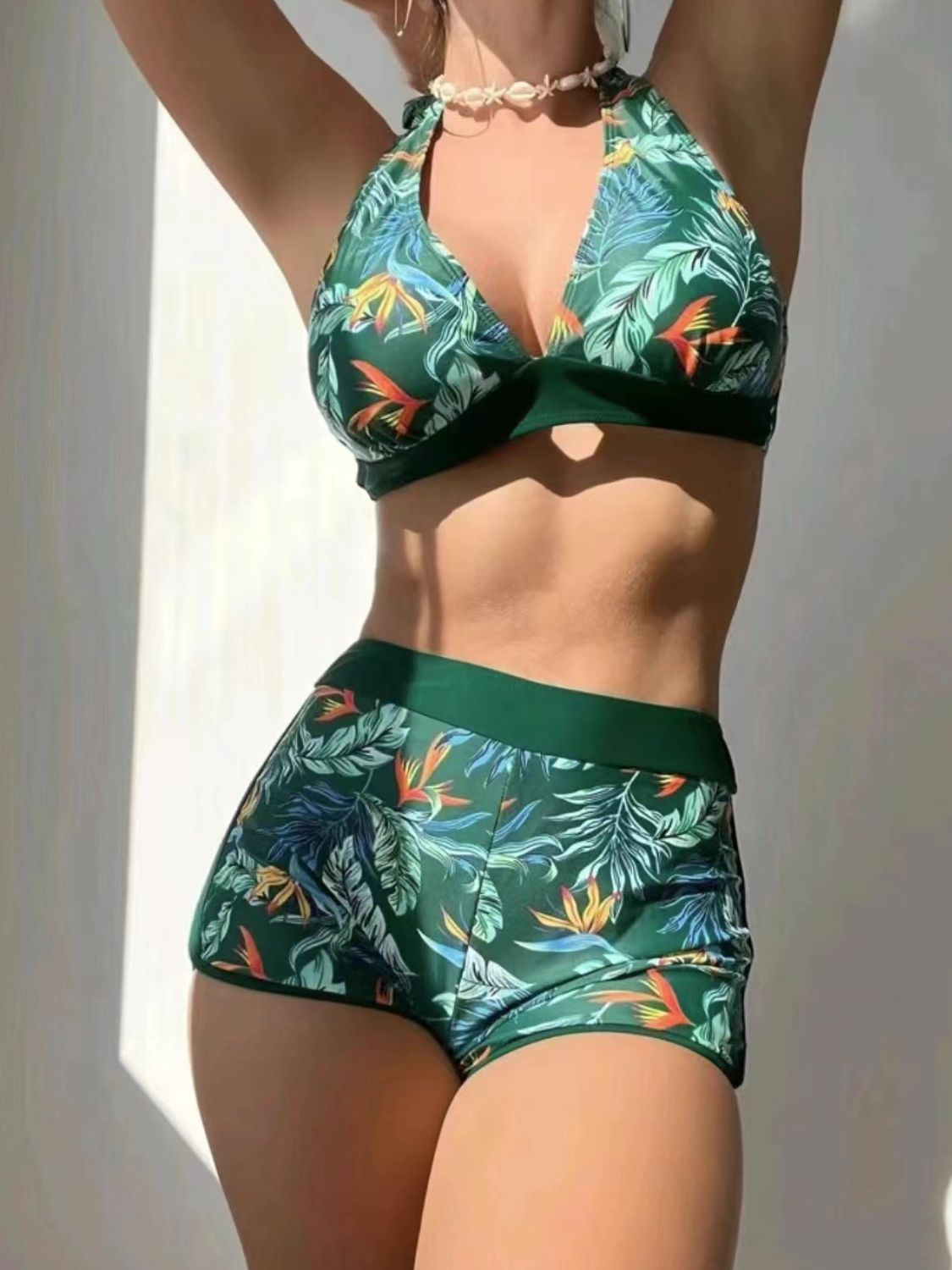 Printed Halter Neck Two-Piece Swim Set (3 Variants)