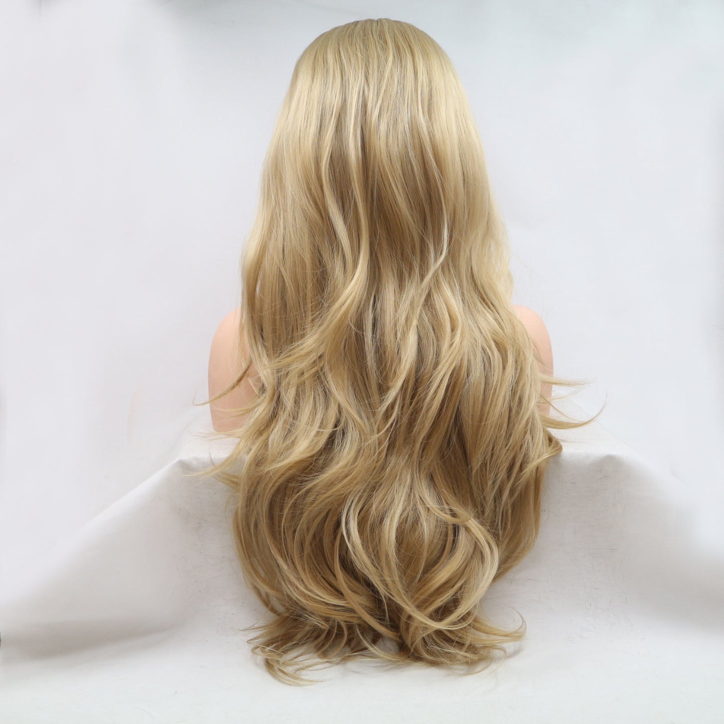 24'' Blonde/Brown Root Lace Front Long Loose Wave Synthetic Wig