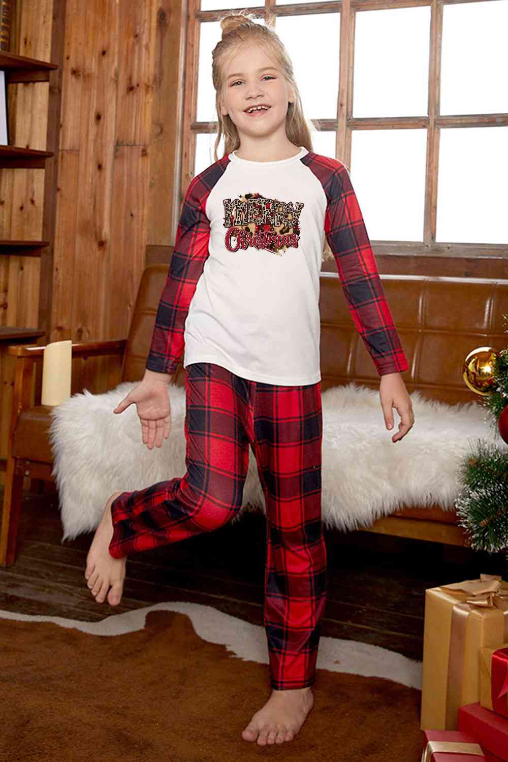 Matching 2T-9 "MERRY Christmas" Cheetah Print Pajama Set