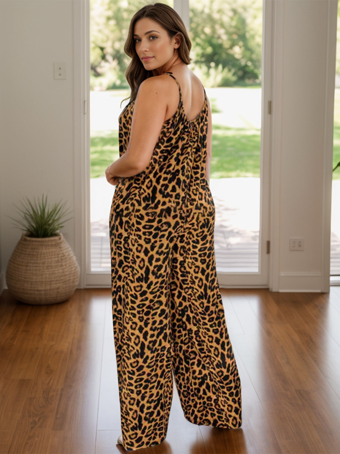 Full Size Leopard Scoop Neck Wide Leg Jumpsuit (6 Variants)