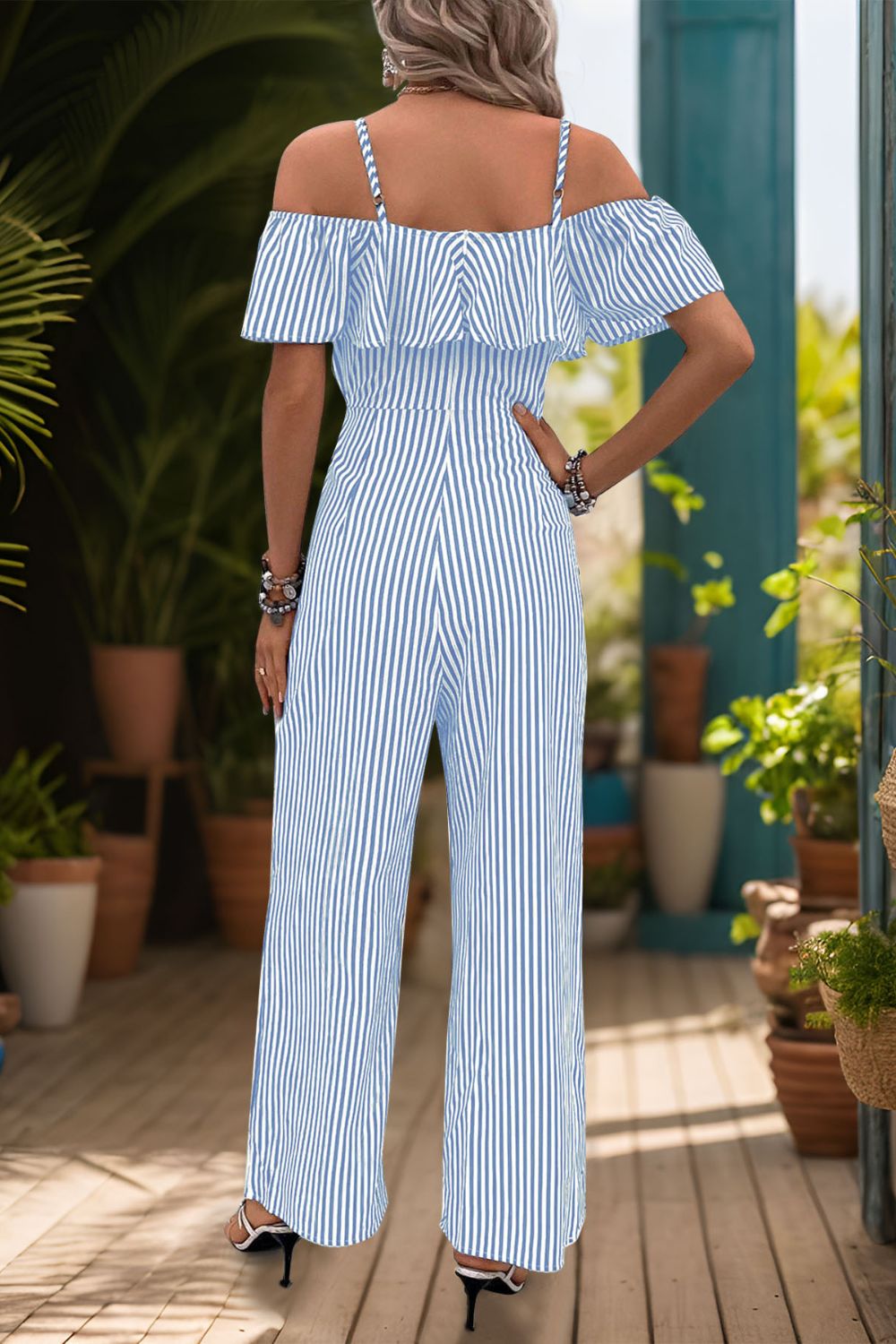 Ruffled Striped Short Sleeve Jumpsuit (3 Variants)