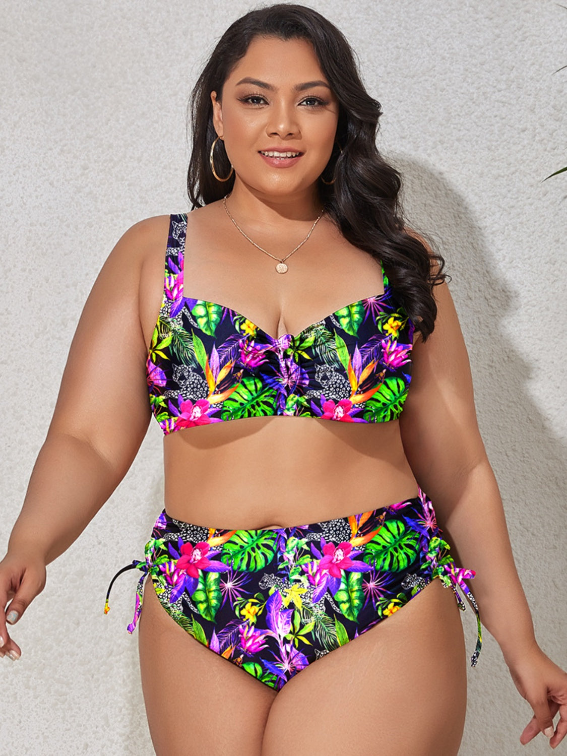 Plus Size Printed Wide Strap Two-Piece Swim Suit (9 Variants)