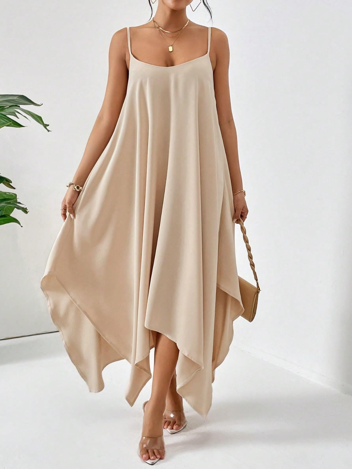 Scoop Neck Midi Cami Dress (2 Variants)