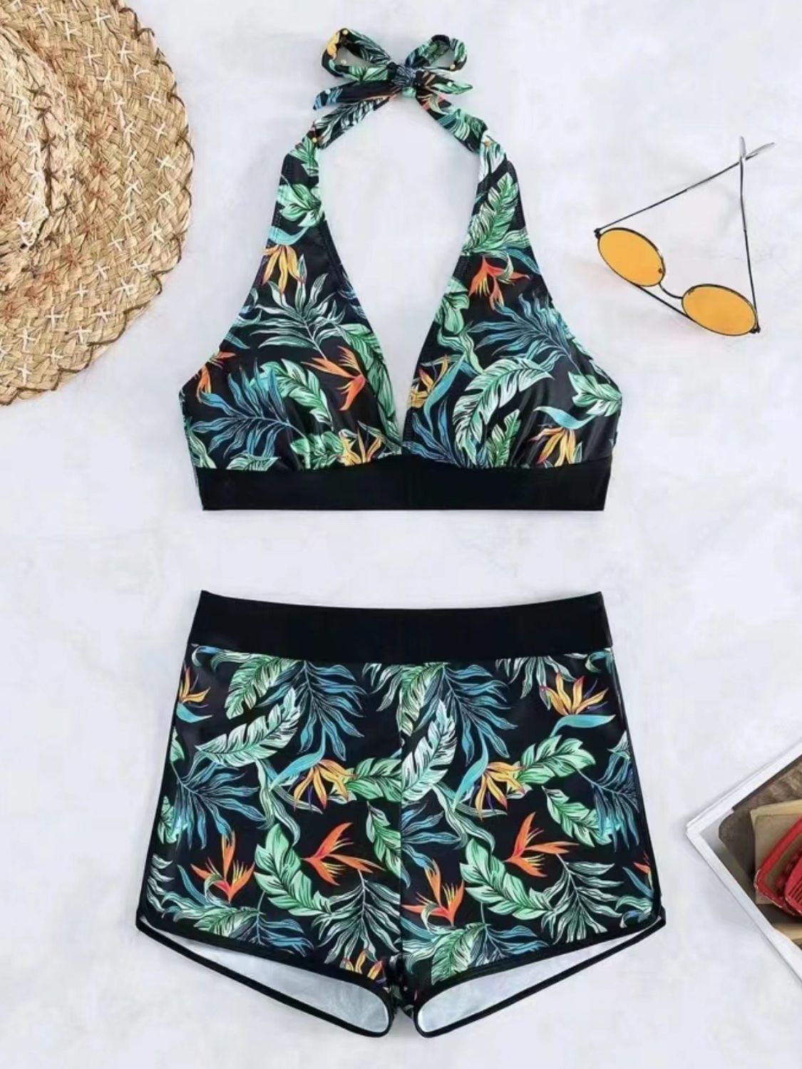 Printed Halter Neck Two-Piece Swim Set (3 Variants)