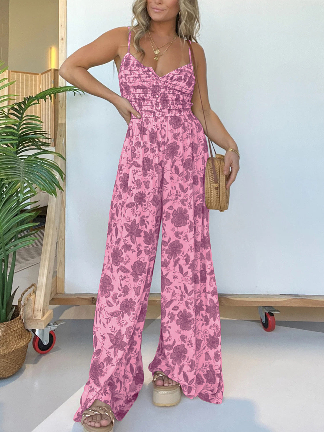 Spaghetti Strap Wide Leg Jumpsuit (Regular/Full Sizes) (6 Variants)