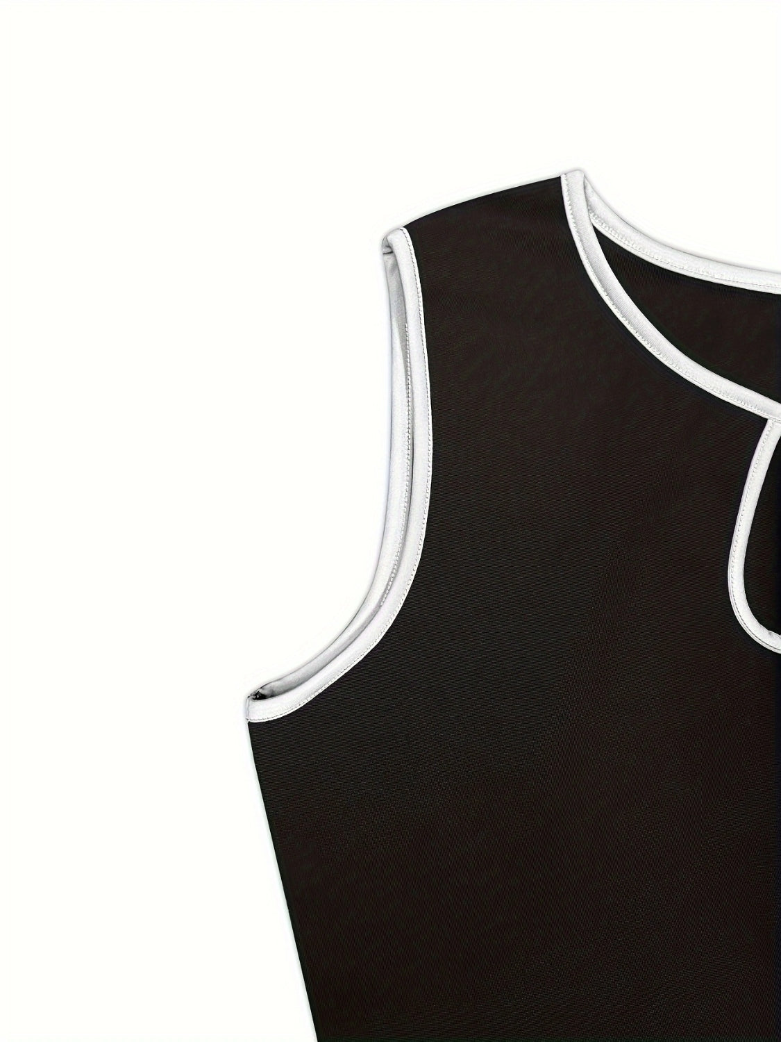 Cutout Contrast Trim Round Neck Tank