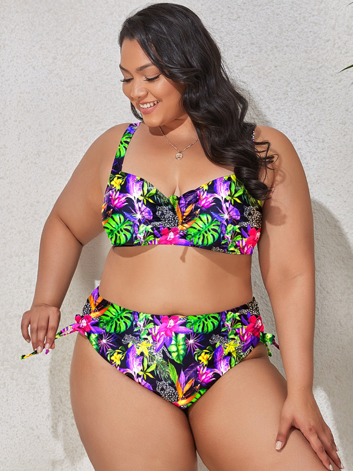 Plus Size Printed Wide Strap Two-Piece Swim Suit (9 Variants)