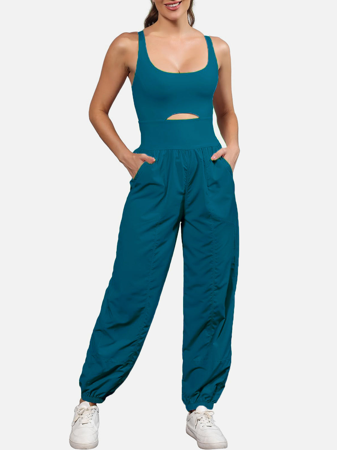 Cutout Scoop Neck Wide Strap Jumpsuit (9 Variants)