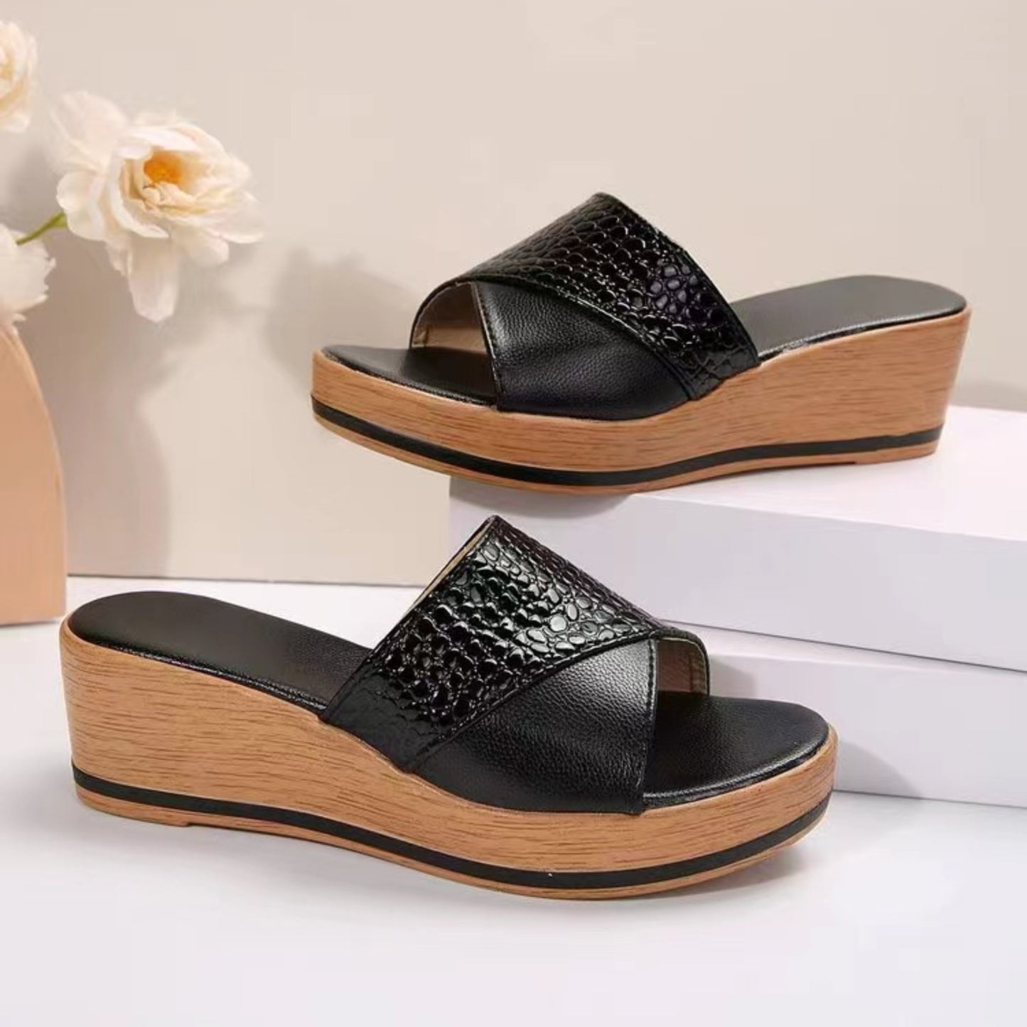 Down To Earth Mid Heel Sandals (2 Variants)