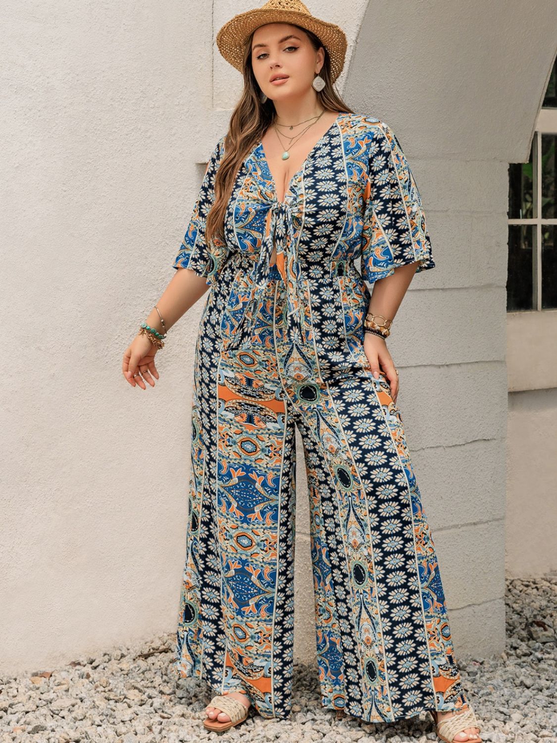 Eastern Vibes Plus Size Wide Leg Jumpsuit (2 Variants)