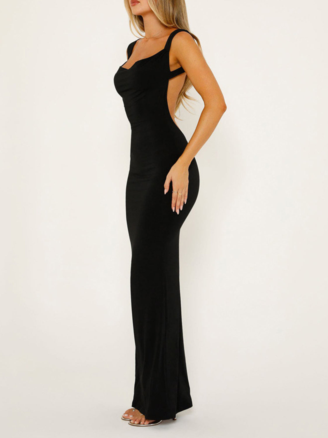 Backless Wide Strap Maxi Dress (3 Variants)