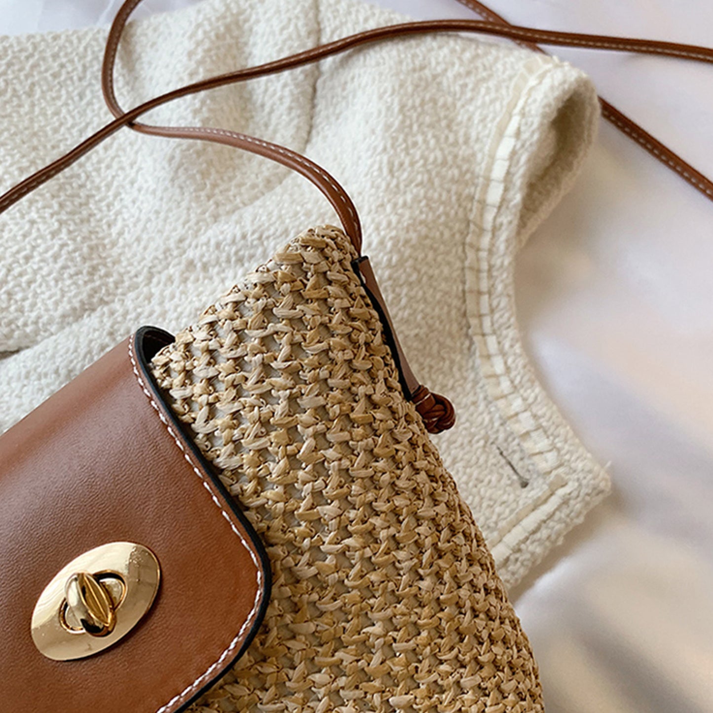 Straw Braided Crossbody Bag