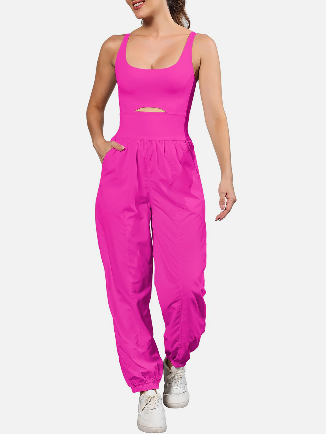 Cutout Scoop Neck Wide Strap Jumpsuit (9 Variants)