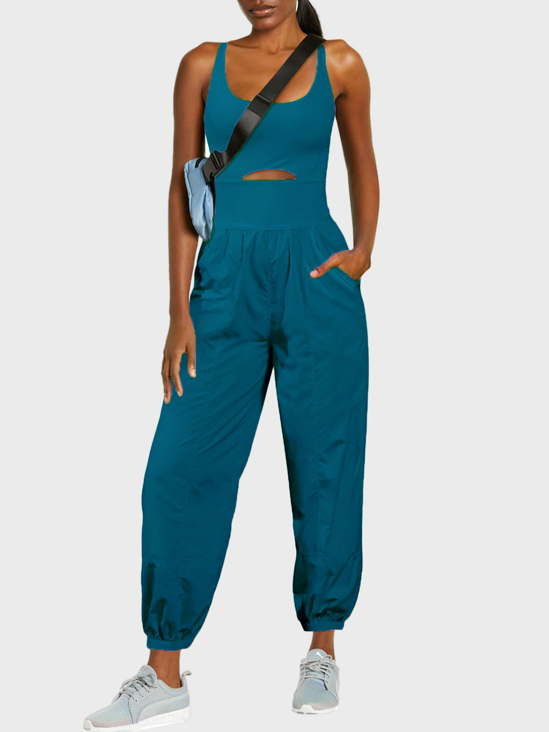 Cutout Scoop Neck Wide Strap Jumpsuit (9 Variants)