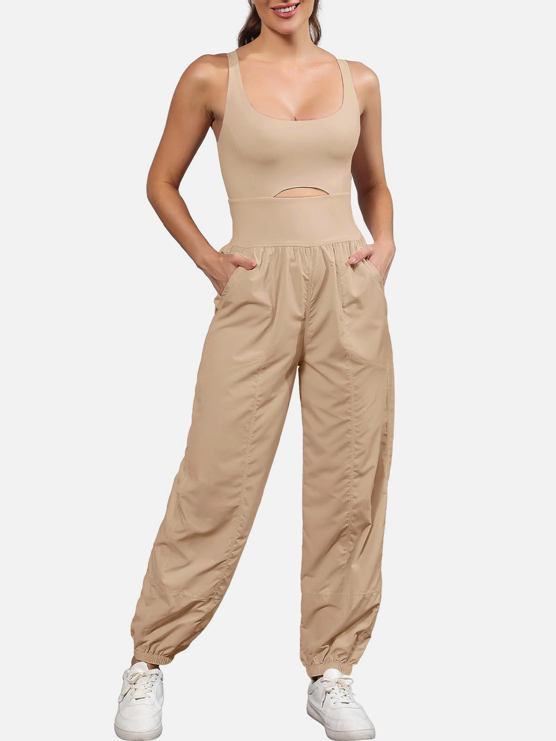 Cutout Scoop Neck Wide Strap Jumpsuit (9 Variants)