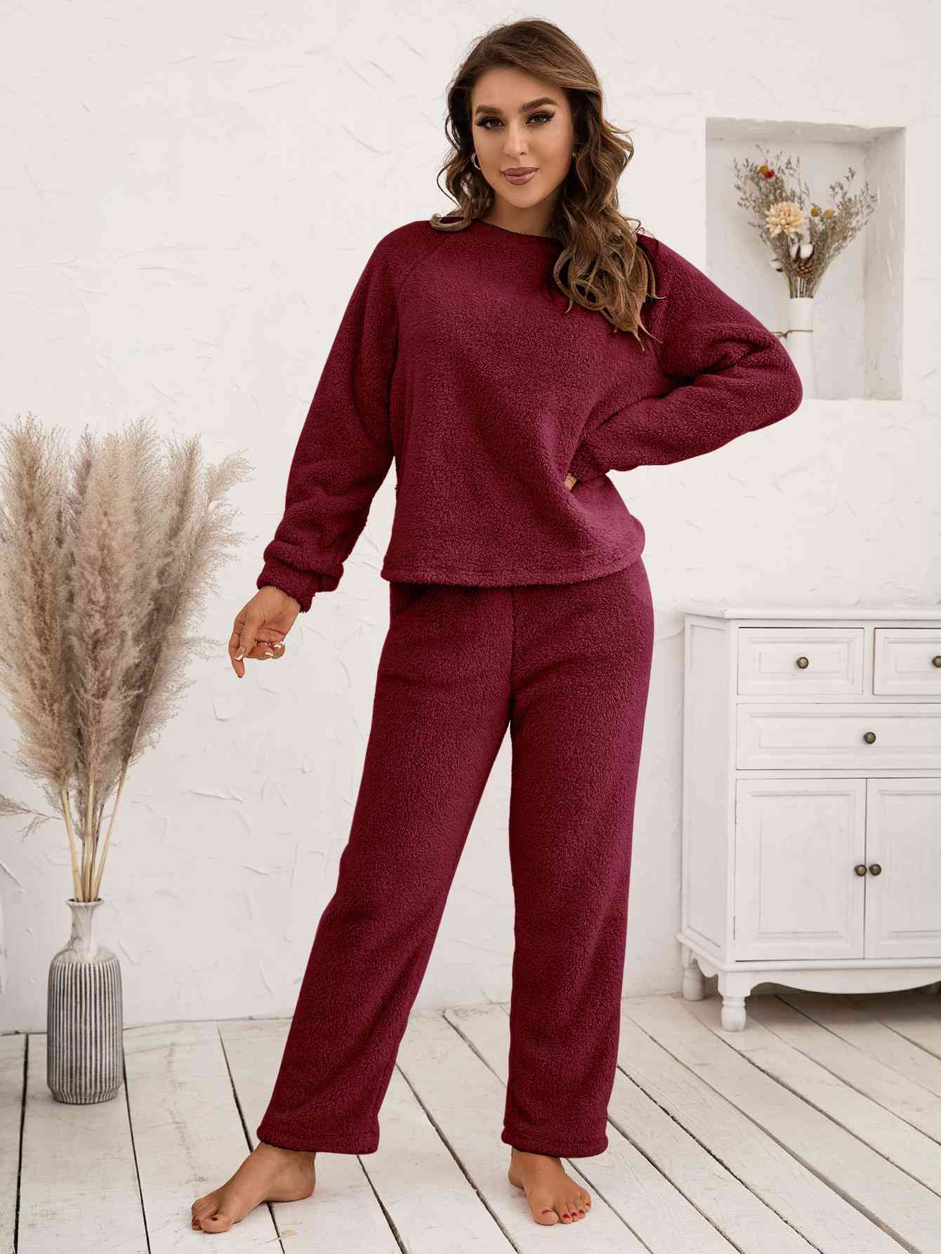 Teddy Long Sleeve Top & Pants Lounge Set (9 Variants)