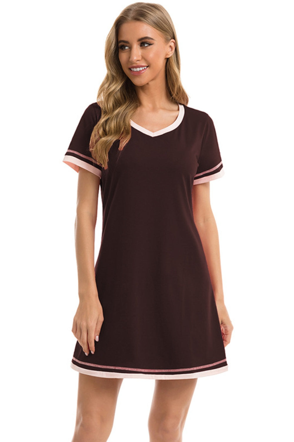 Contrast Short Sleeve Night Gown (11 Variants)