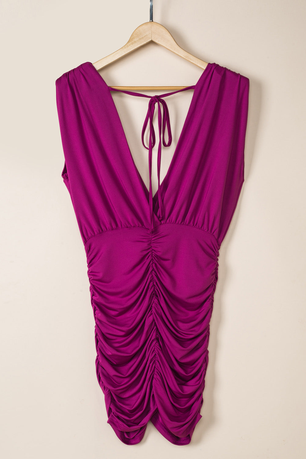 Berry Beautiful Ruched Sleeveless Wrap Dress