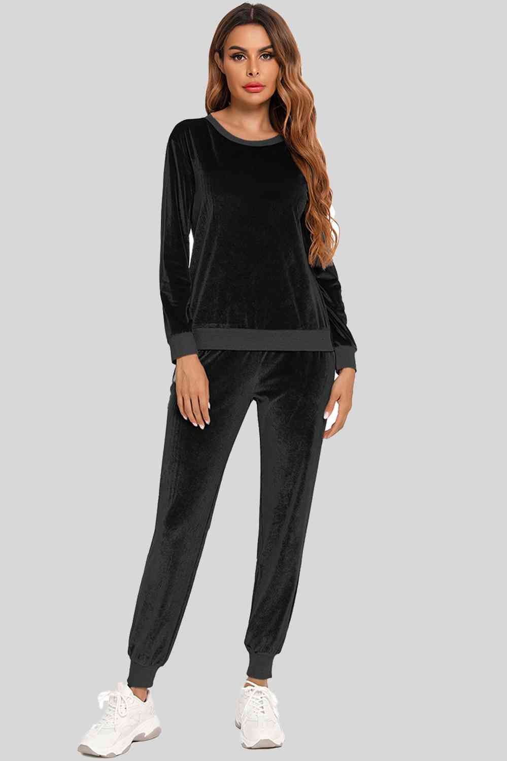 Velour Style Long Sleeve Loungewear Set (3 Variants)