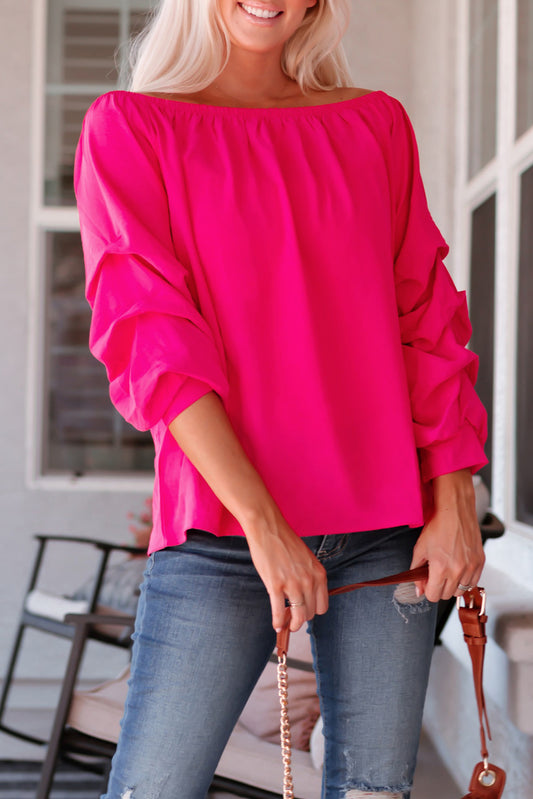 Gathered Detail Off-Shoulder Blouse