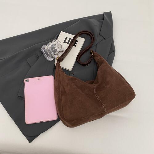 Chocolate Suede Shoulder Bag