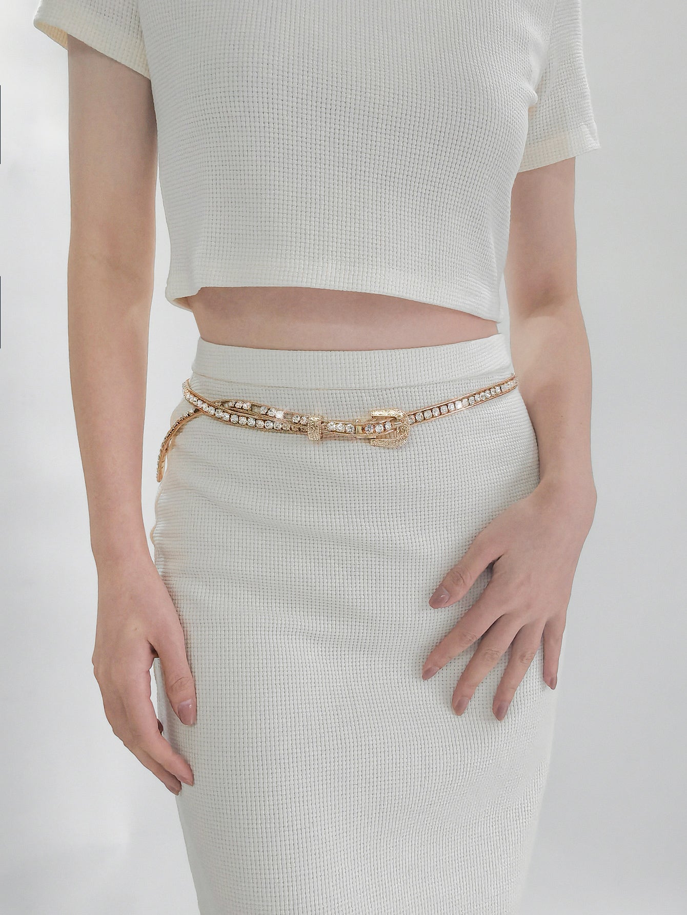 Rocks All Around Rhinestone Metal Belt