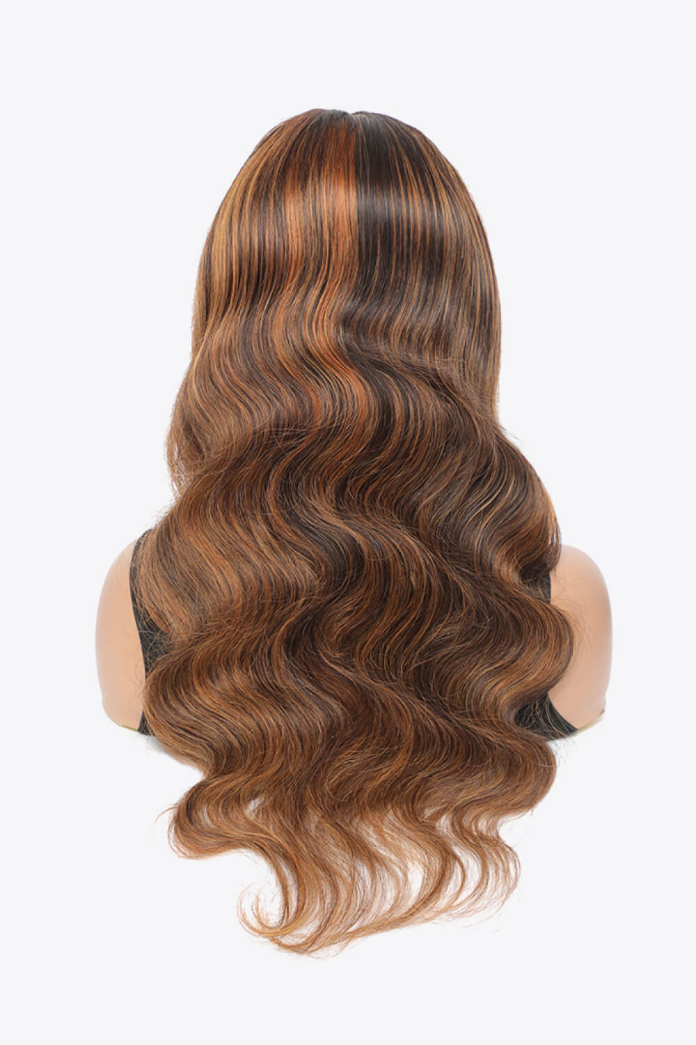 18" Brown/Caramel Highlights Deep Wave Lace Front Human Hair Wig