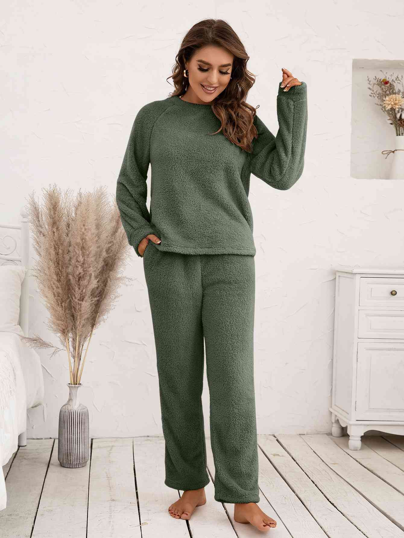 Teddy Long Sleeve Top & Pants Lounge Set (9 Variants)