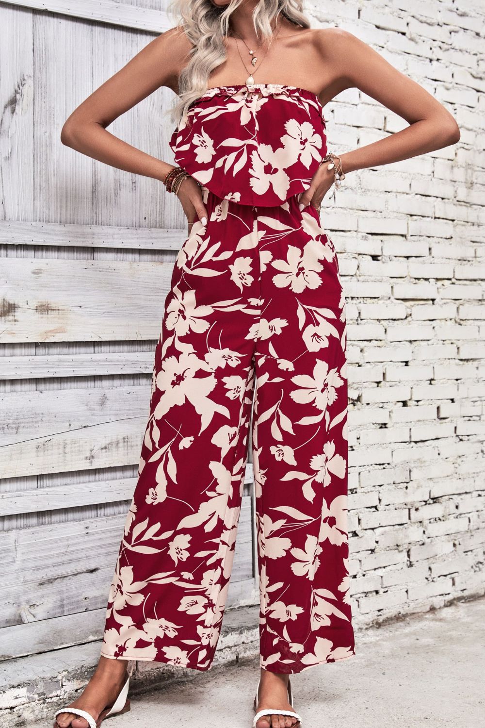 Hawaii Vibes Strapless Wide Leg Jumpsuit (4 Variants)